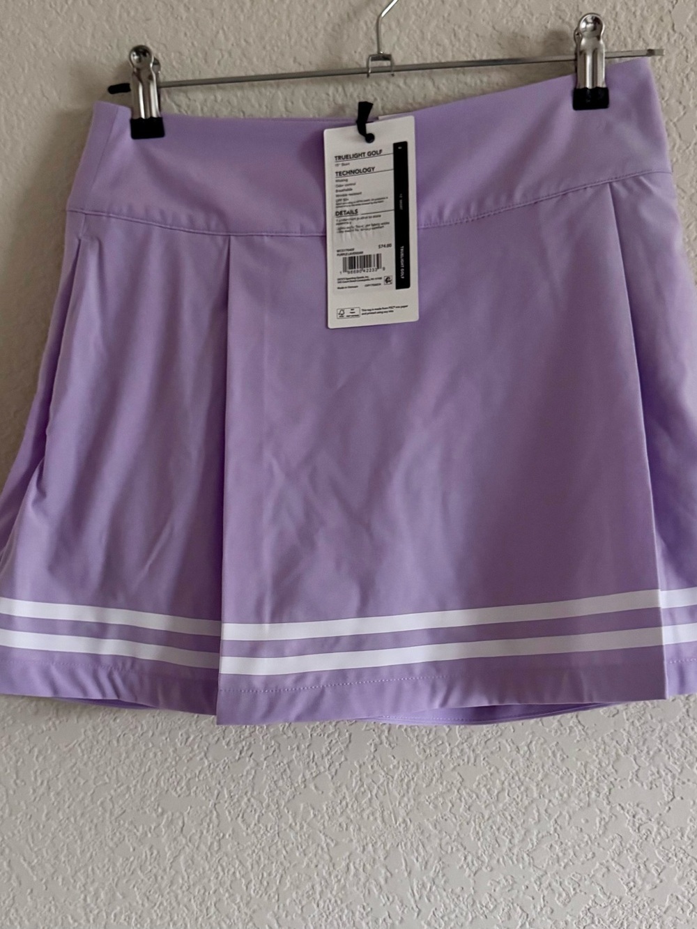 Calia Lavender Women's Athletic Skort with White Double Hem Stripes Size 2